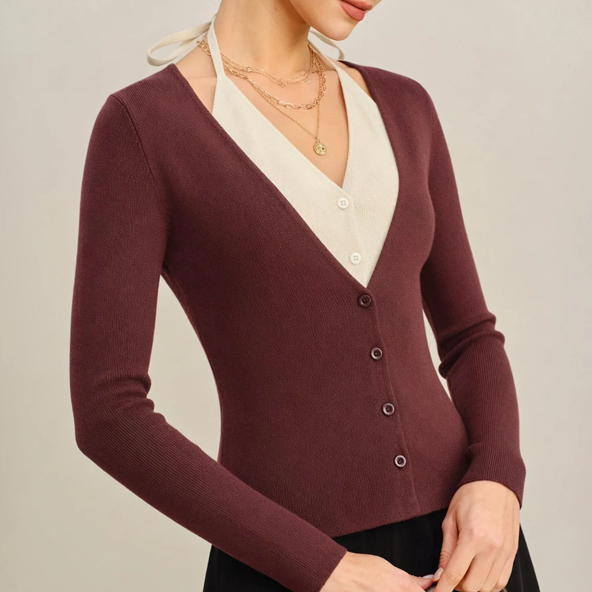 Contrast & Slim Knit Cardigans